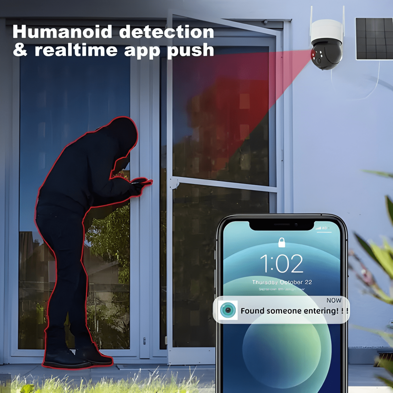 Cámara Domo Exterior Wi-fi Smart Camera Solar Inalámbrica-4