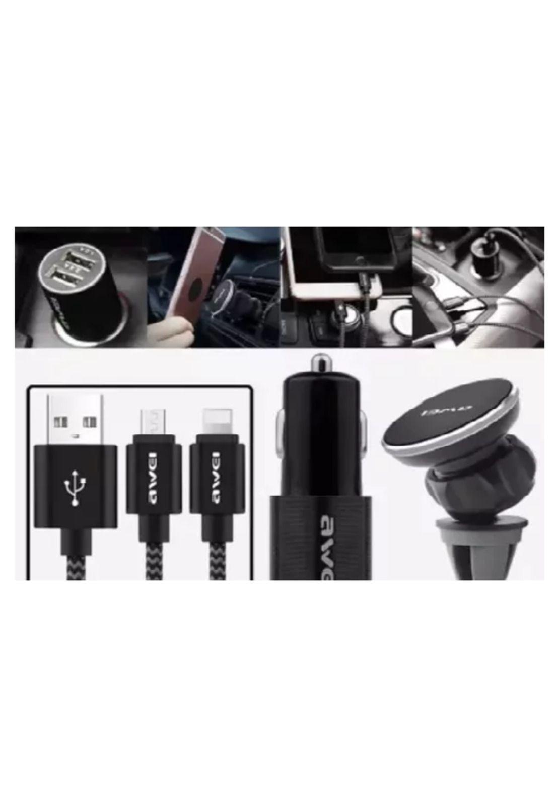 Cargador rápido auto portacelulares Awei-4