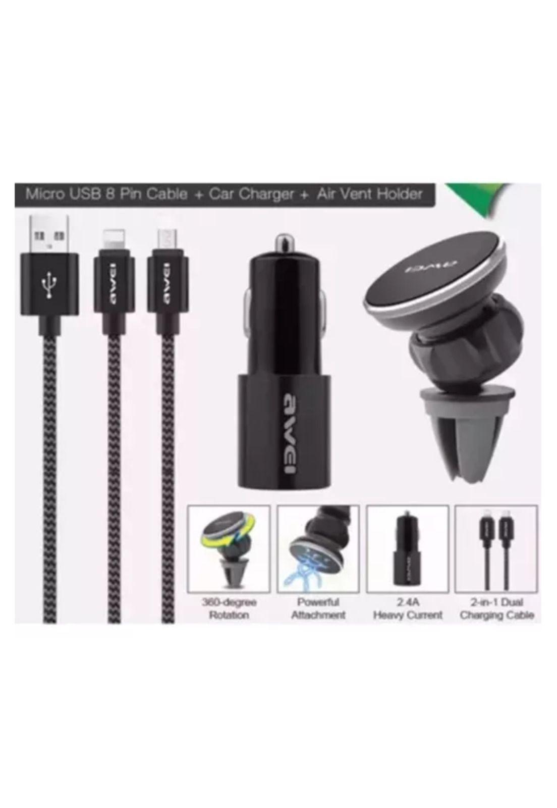 Cargador rápido auto portacelulares Awei-5