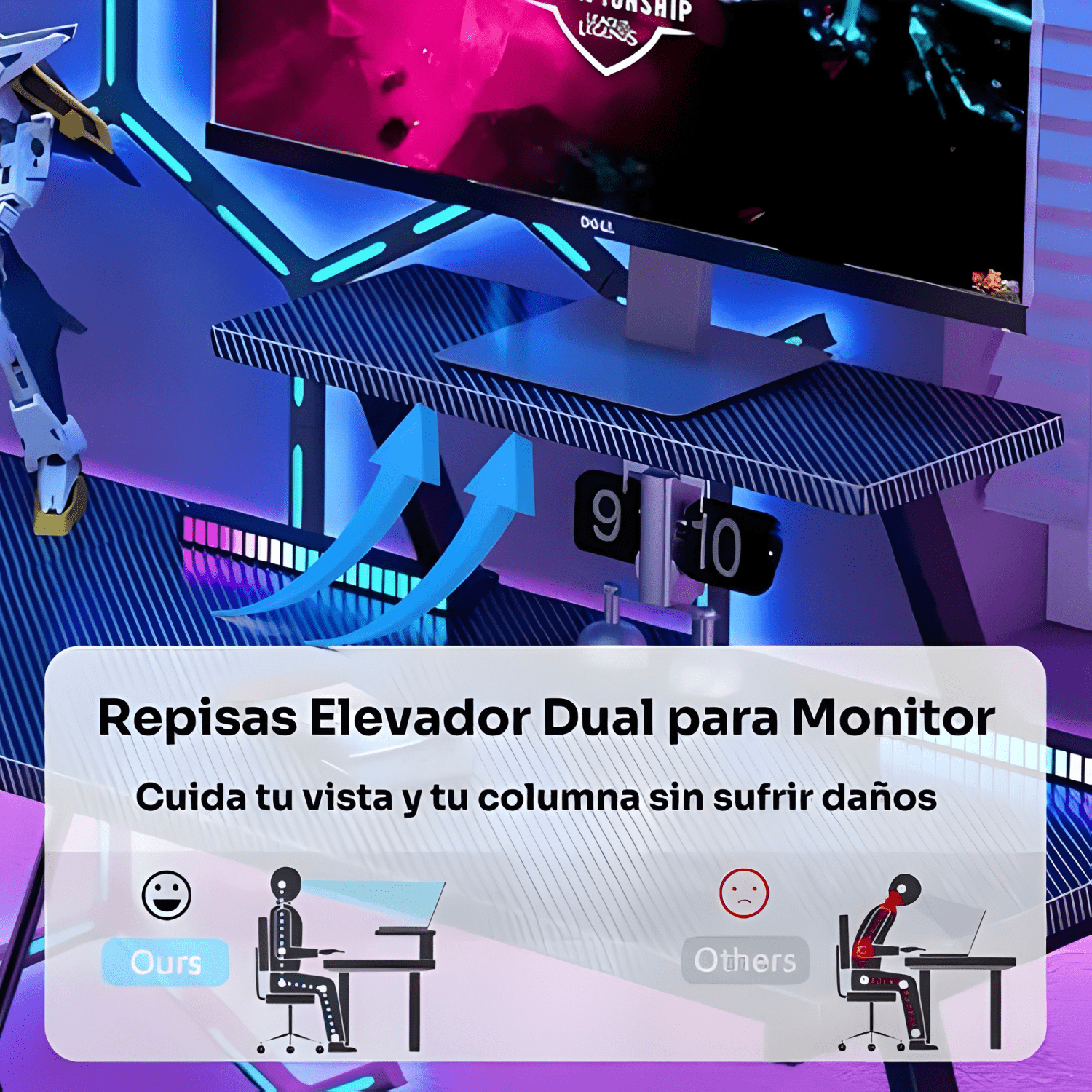 Escritorio esquinero en forma l con estantes 120cm gamer-1