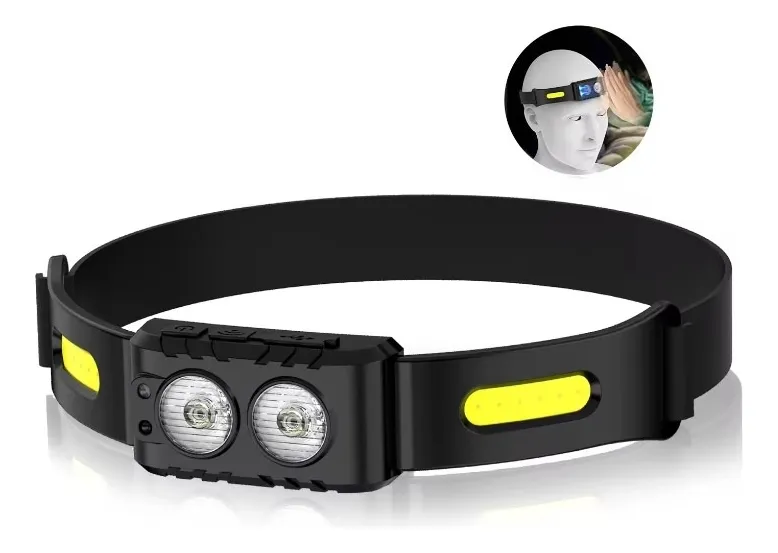 Linterna Frontal Led Recargable Con Sensor Cinta Ajustable-0