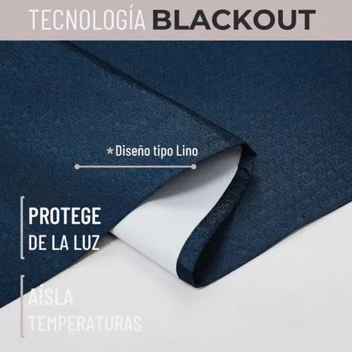 Cortina Blackout 100% 2 Paños 138x226 cm Textura Lino Azul Oscuro-3