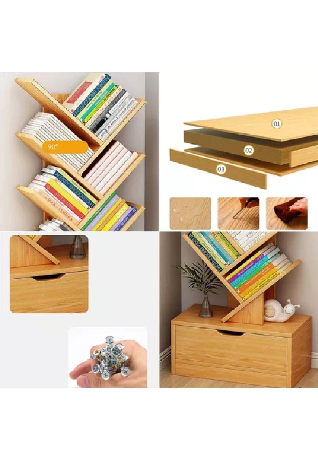 Estantería Librero de Árbol 12 Niveles Moderno con Cajón-2
