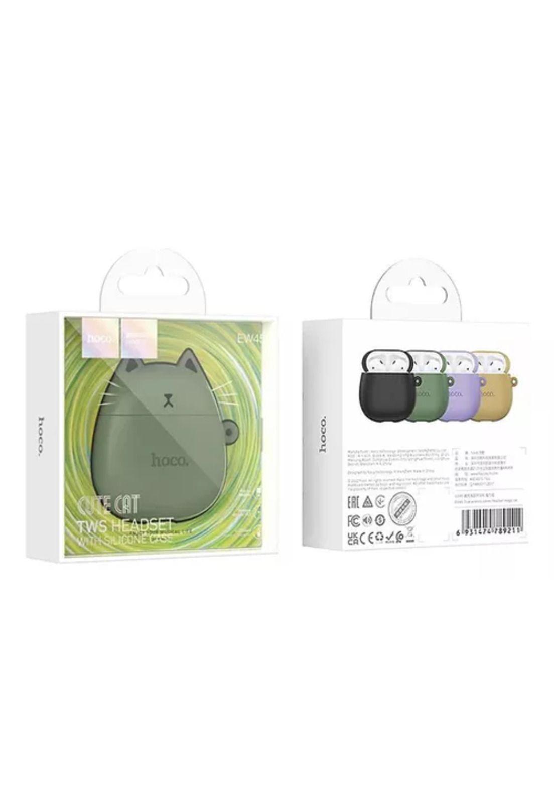 Audífonos Hoco EW45 in ear Bluetooth TWS caramel cat verde-4