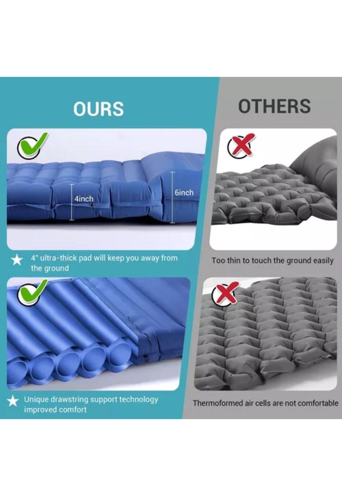 Colchón inflable de pie, plegable, outdoor, camping, trekking, color azul-4