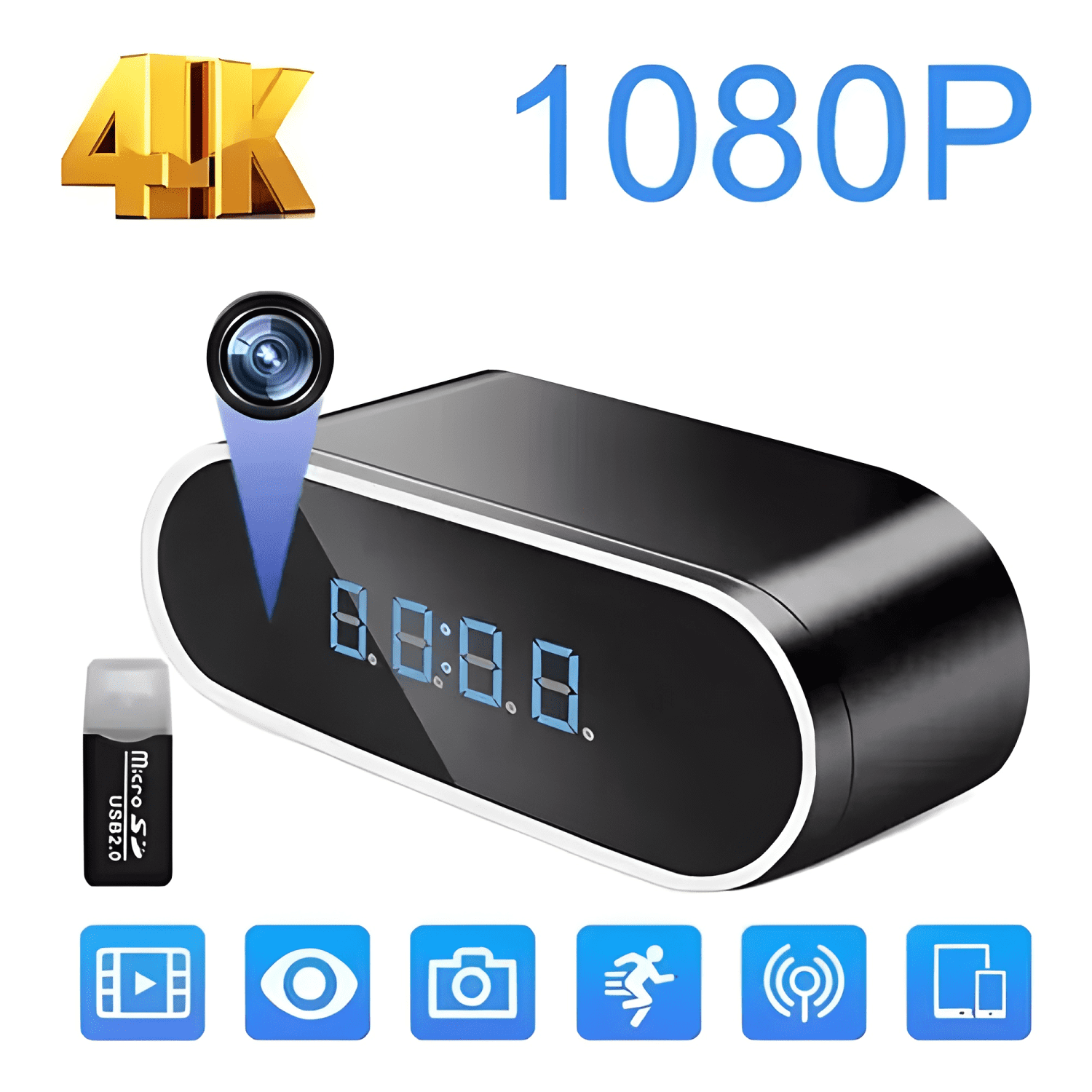 Reloj Despertador Camara Oculta Wifi/4k/tiempo Real/ 128gb-3