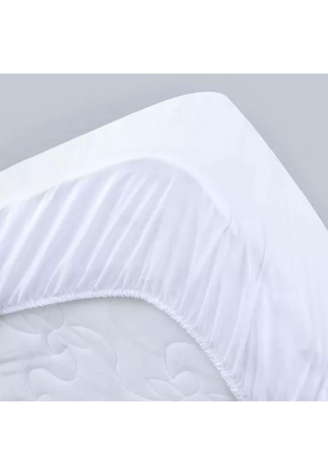 Cubre colchón impermeable 1 plaza, 190x90+25 cm, color blanco-3