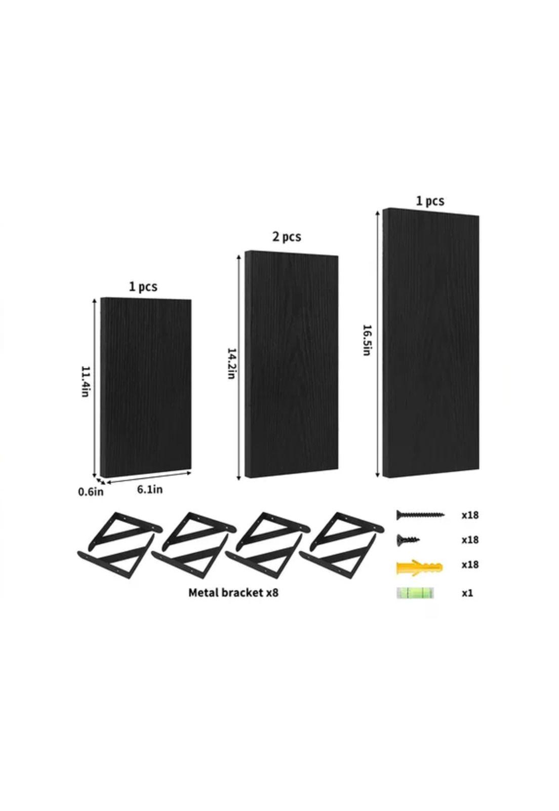 Repisas Flotantes de Madera Multipropósito Kit 4 Negro-3
