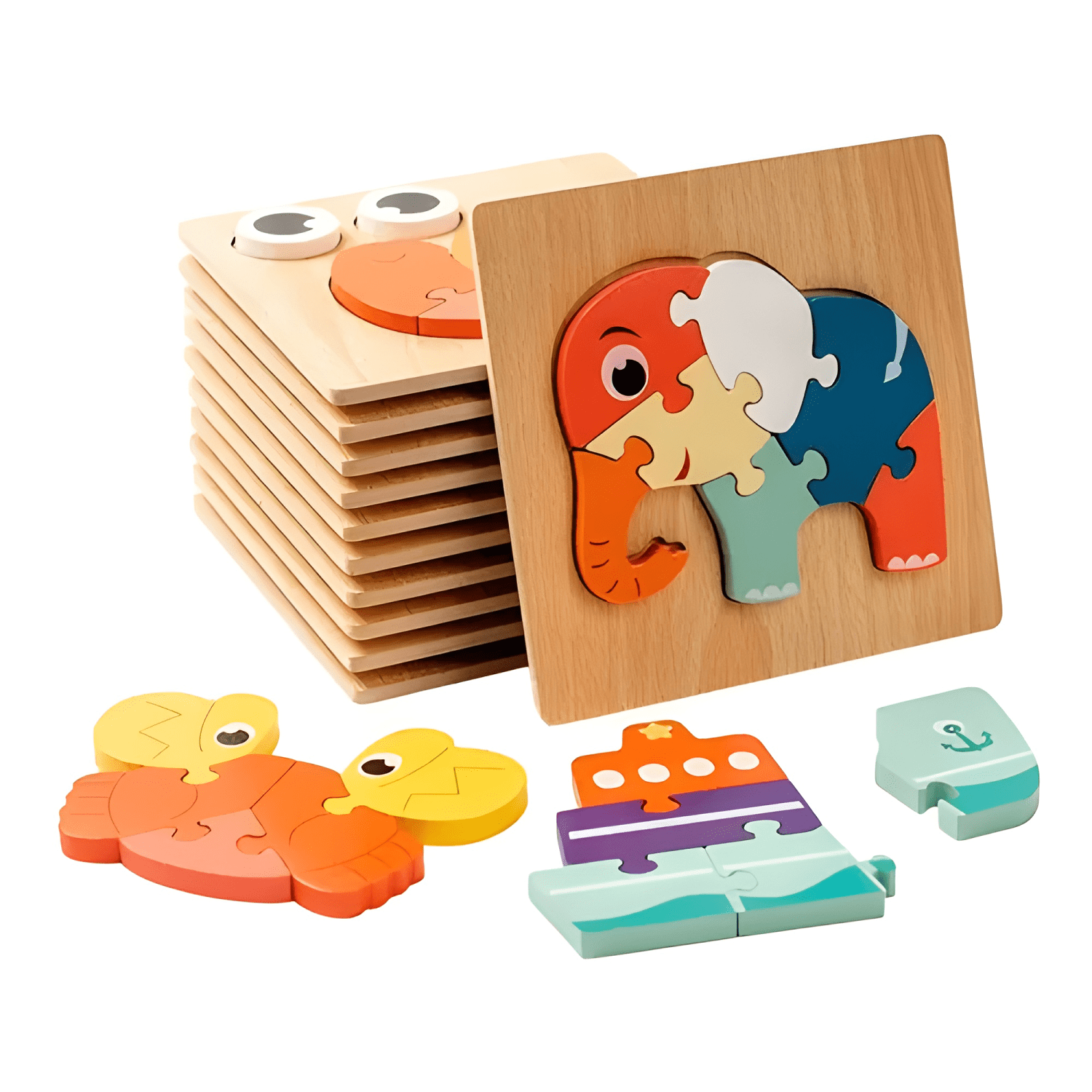 Juguete de madera diseño animales didáctica rompecabeza #1-2