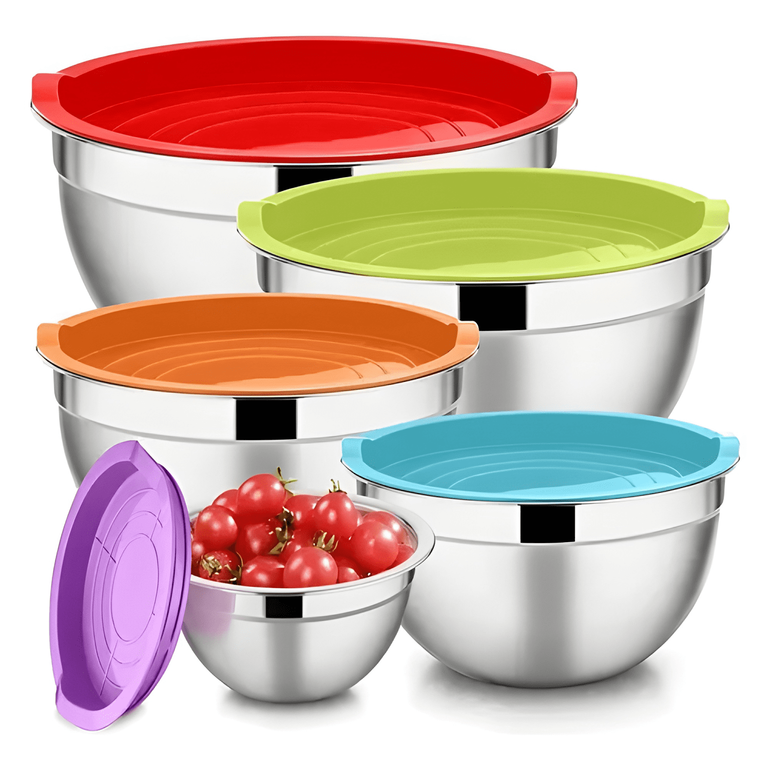 Salad bowl con tapa de colores 5pcs #3-0