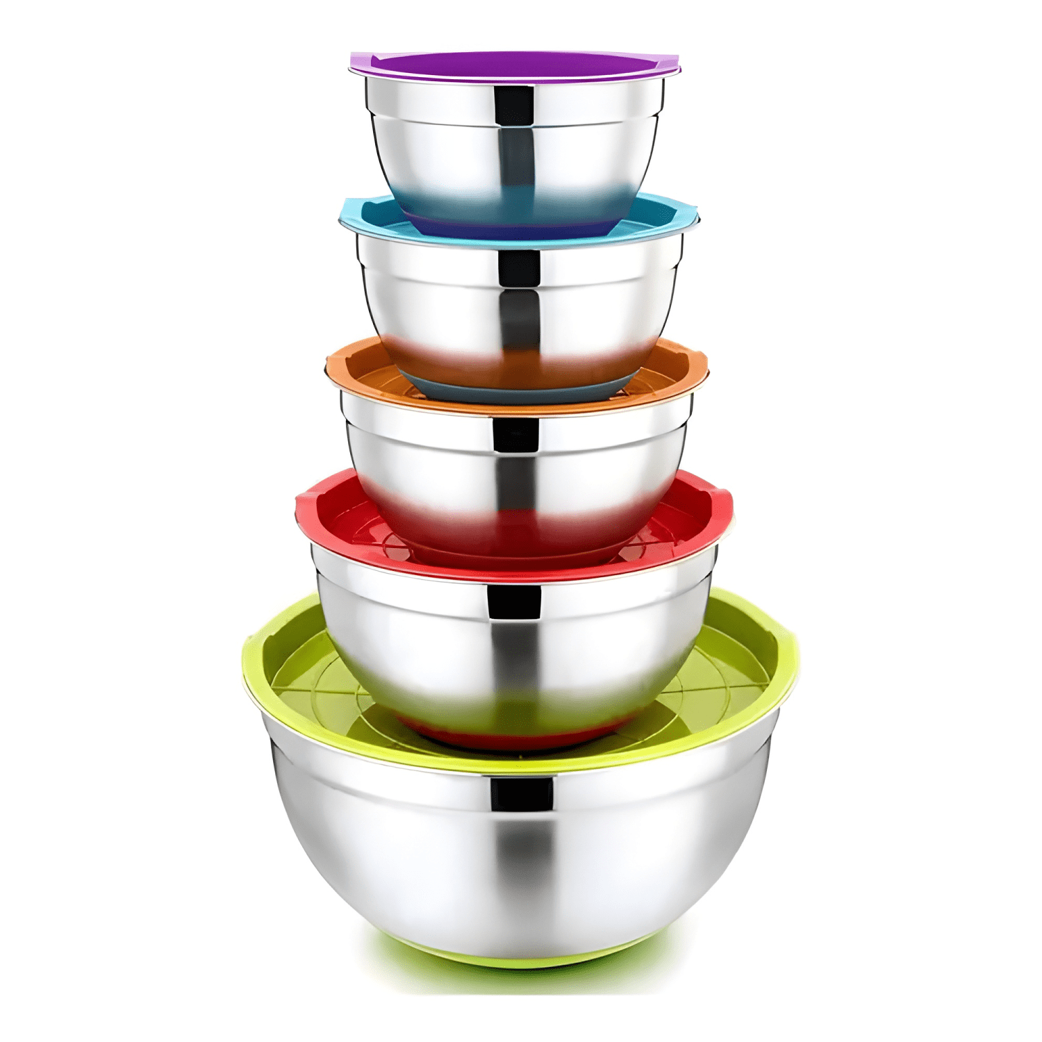 Salad bowl con tapa de colores 5pcs #3-2