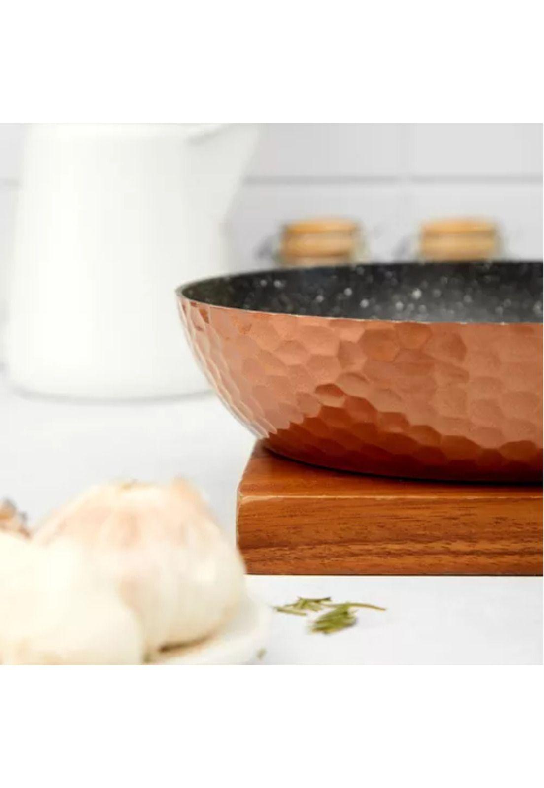 Set de 2 sartenes de cobre, antiadherente (28 cm con tapa + 24 cm)-2