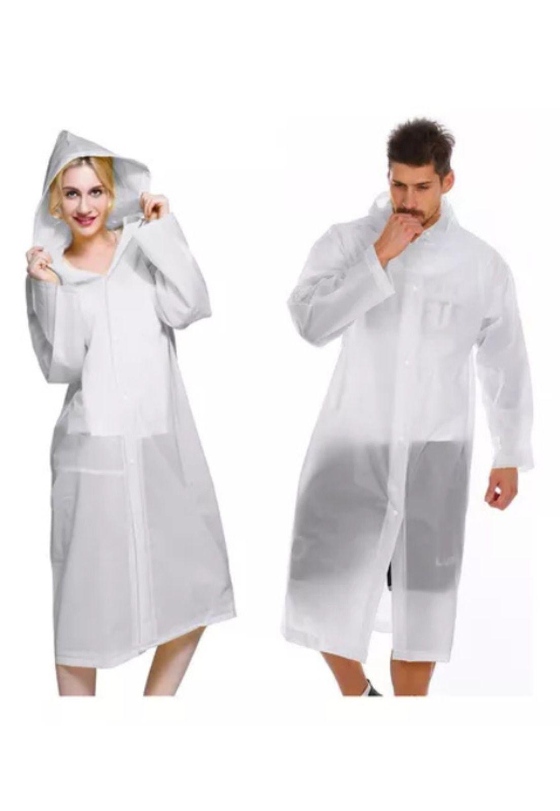 Portátil Capa Poncho Para la Lluvia 100% Impermeable Duro 2P Blanco-2