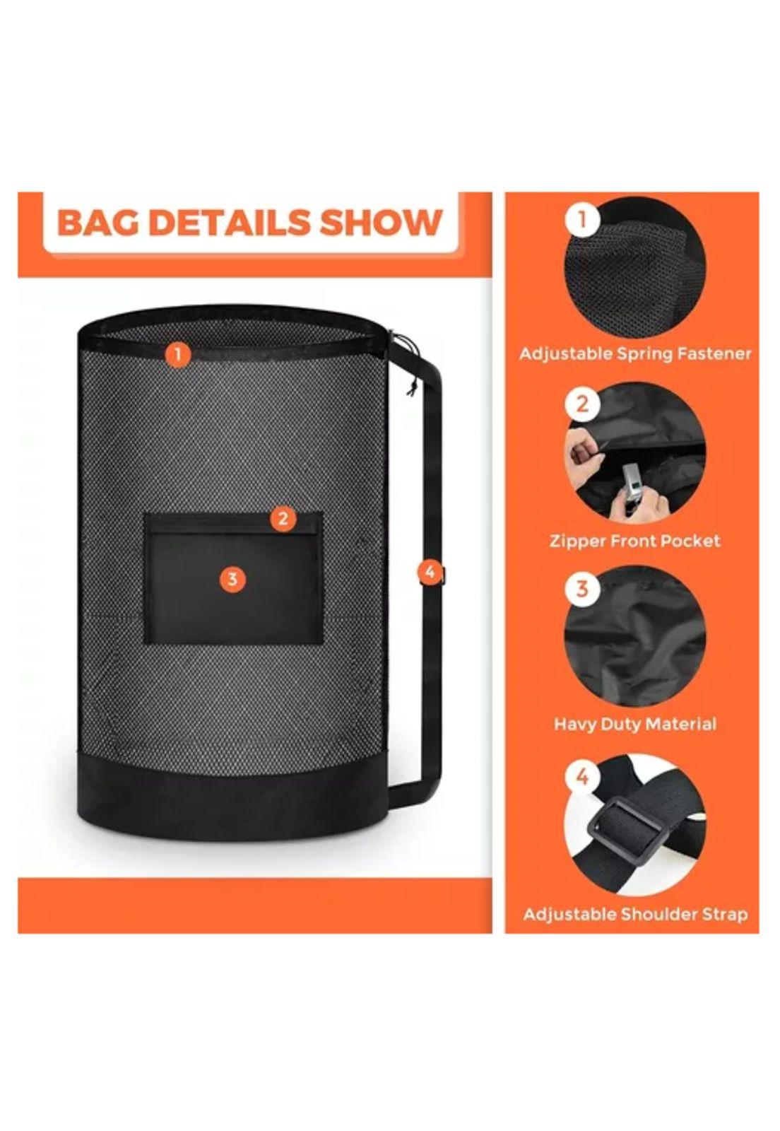 Balonera saco bolso malla para traslado de balones, porta 106x76 cm negro-2