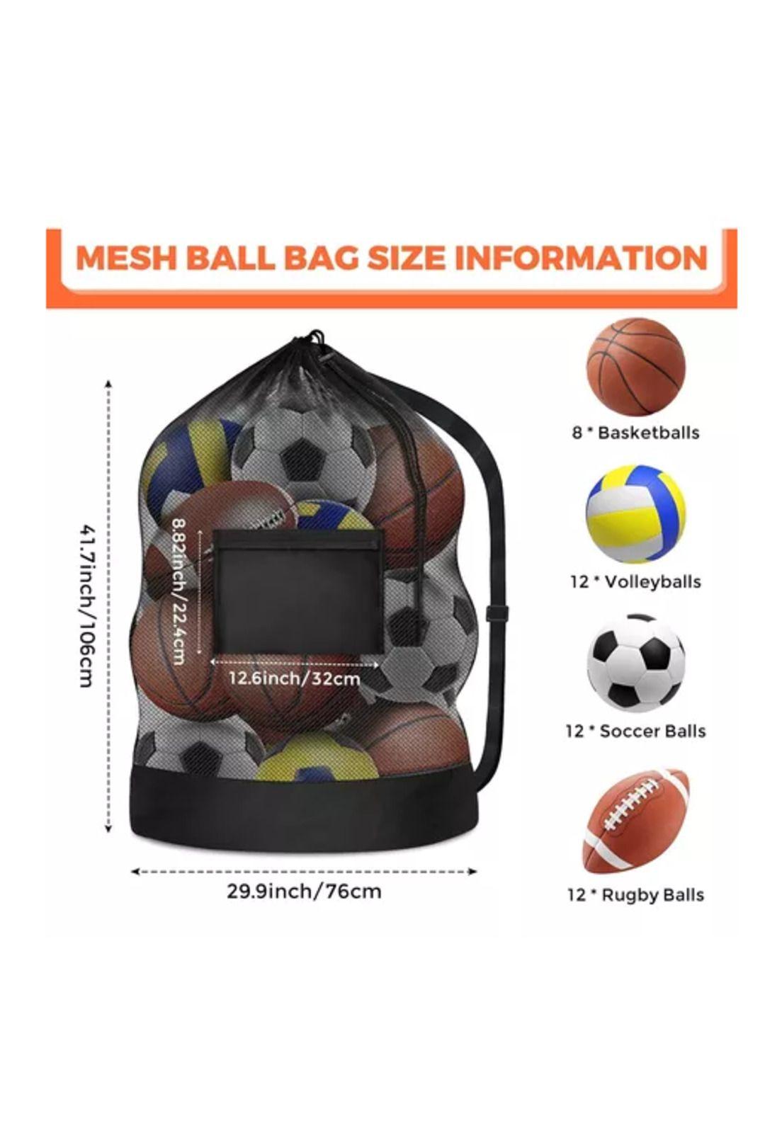 Balonera saco bolso malla para traslado de balones, porta 106x76 cm negro-4