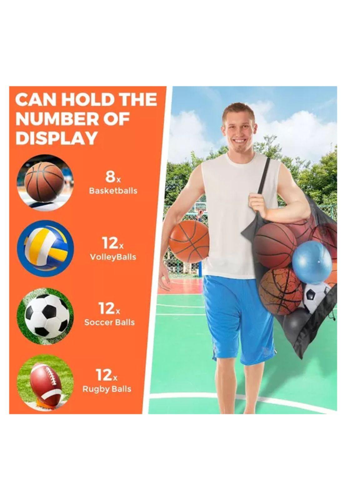Balonera saco bolso malla para traslado de balones, porta 106x76 cm negro-5