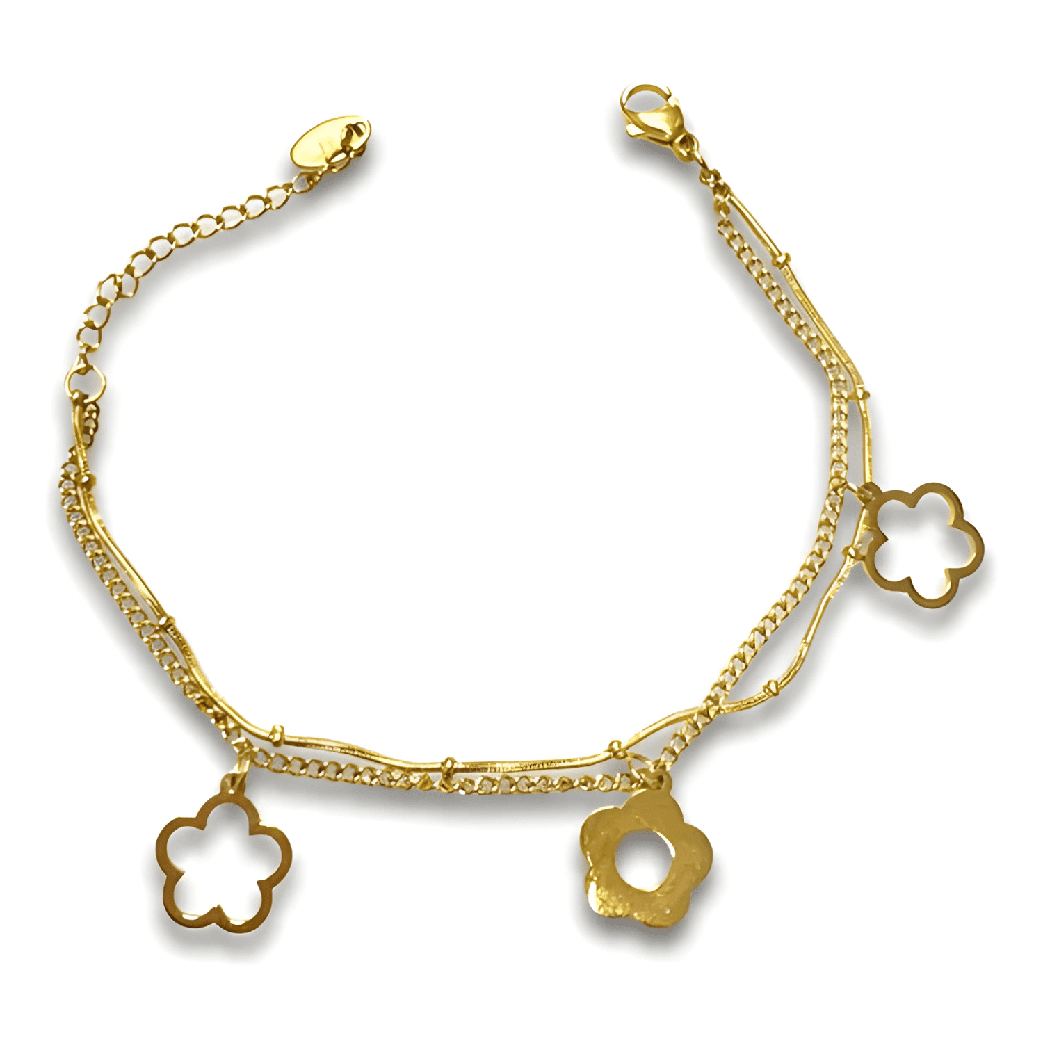 Brazalete | tobillera de acero inoxidable - flor-0