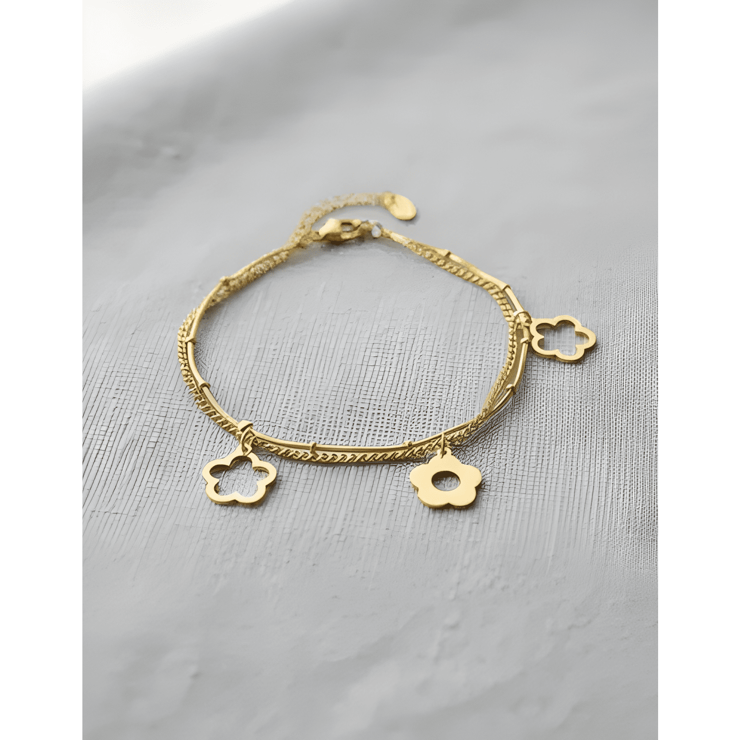 Brazalete | tobillera de acero inoxidable - flor-1