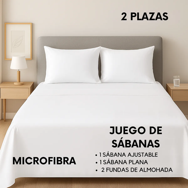 Sabanas hotel irish home microfibra 2 plazas color blanco-0