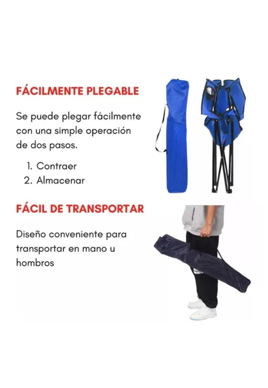 Silla plegable con bolso y portavasos resistente roja-3
