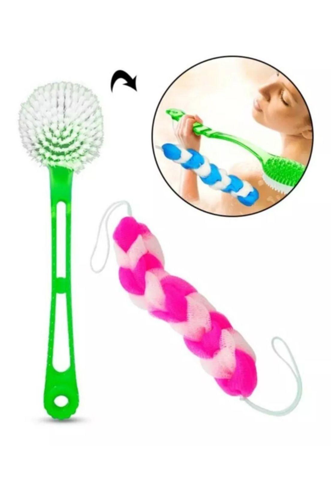 Set de Ducha Escobilla Larga y Esponja para Espalda Limpieza-2