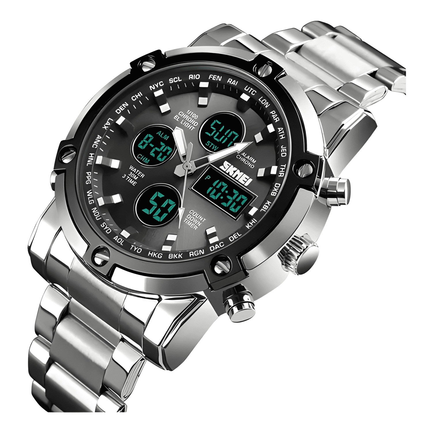 Reloj pulsera skmei 1389 con correa de acero inoxidable --0
