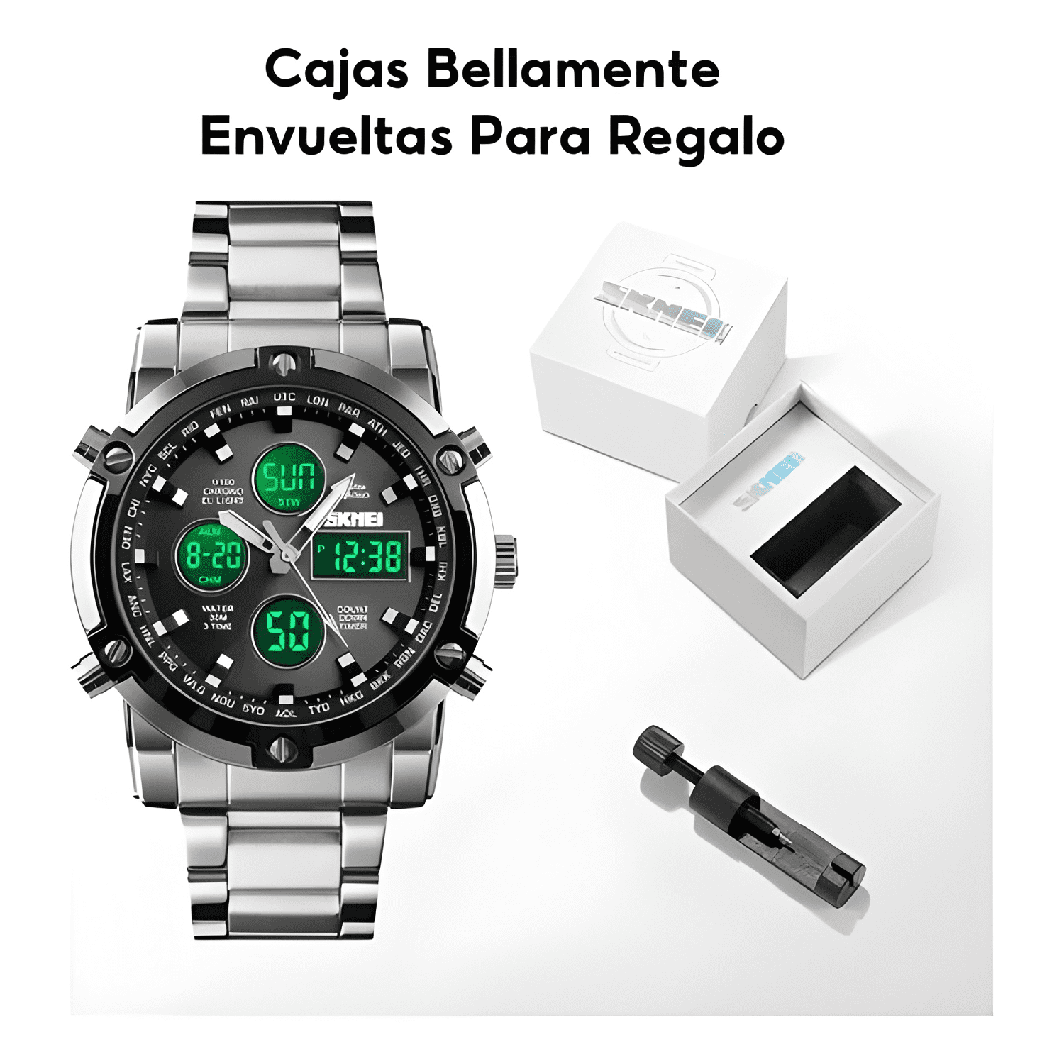Reloj pulsera skmei 1389 con correa de acero inoxidable --3