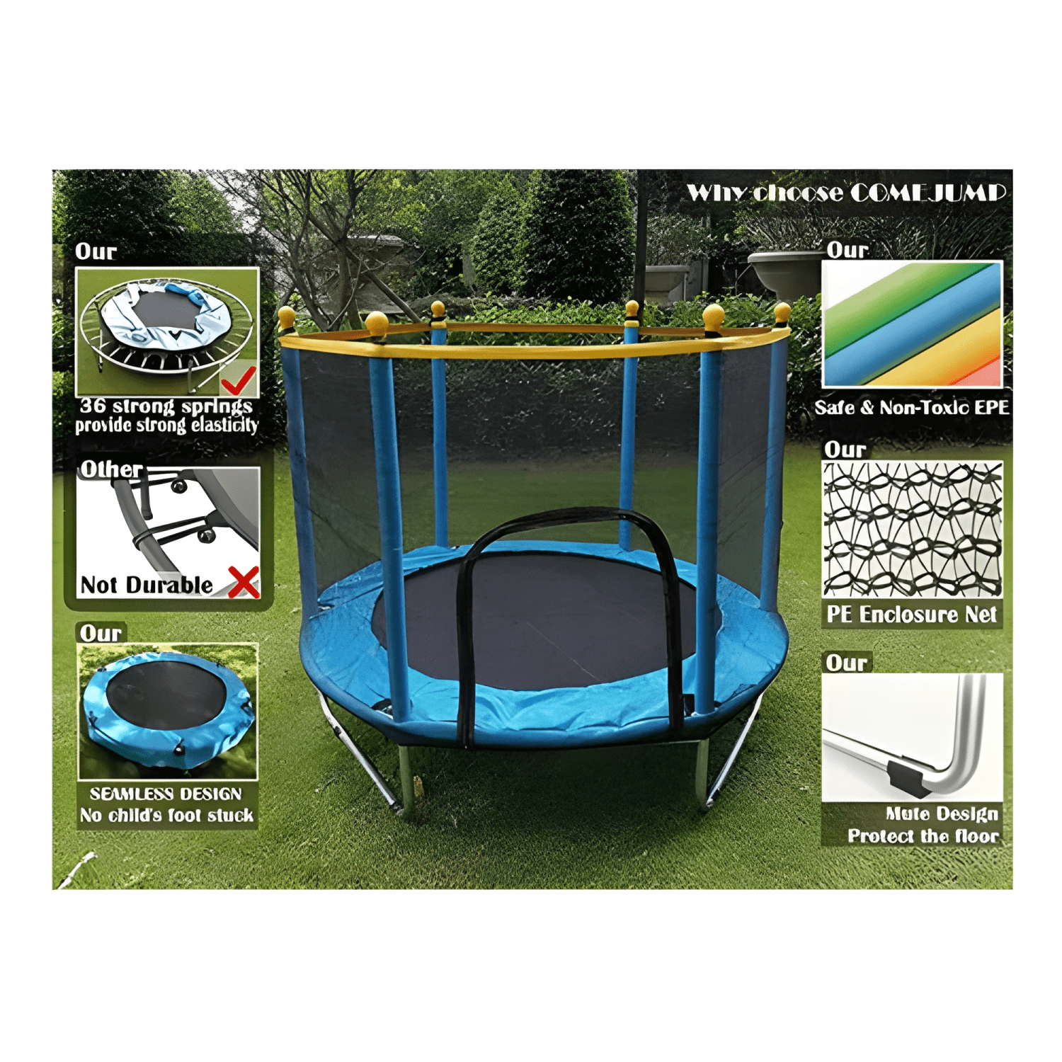 Cama elástica trampolín para niños 1,4 m-2