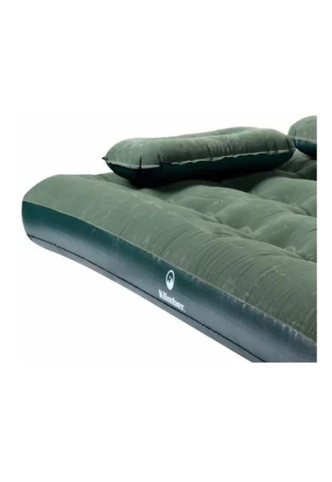 Colchón inflable doble Klimber, + inflador + 2 almohadas, color verde-6