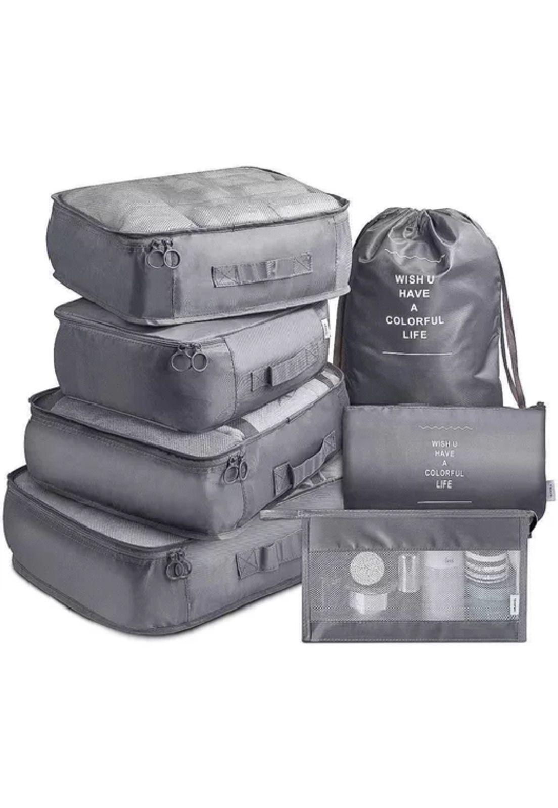 Set de 7 organizadores de equipaje, color gris-3