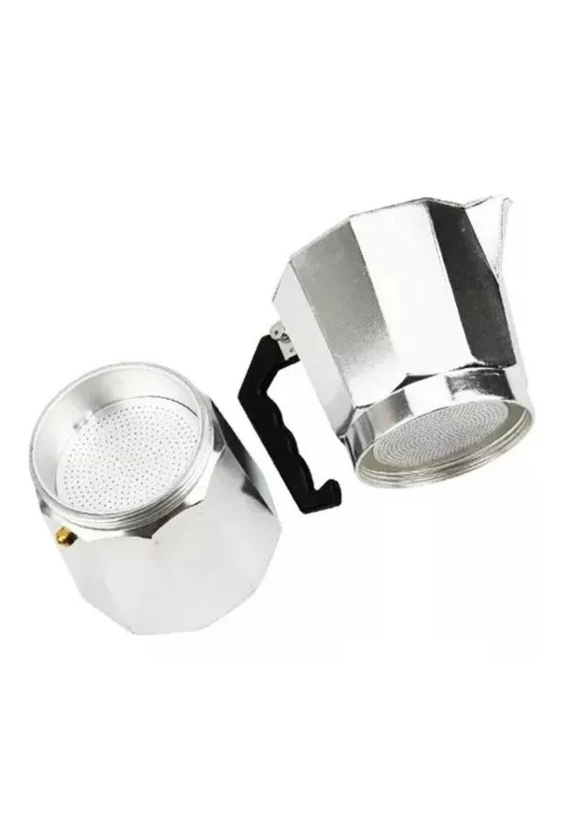 Cafetera italiana de 6 tazas de aluminio, café desayuno plata-3