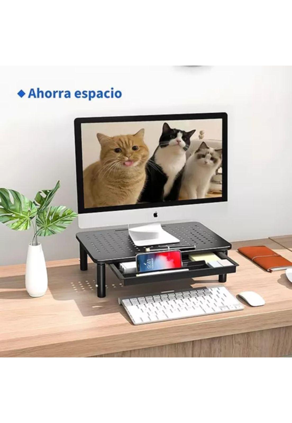 Base monitor soporte 3 alturas notebook PC impresora con cajón negro-5