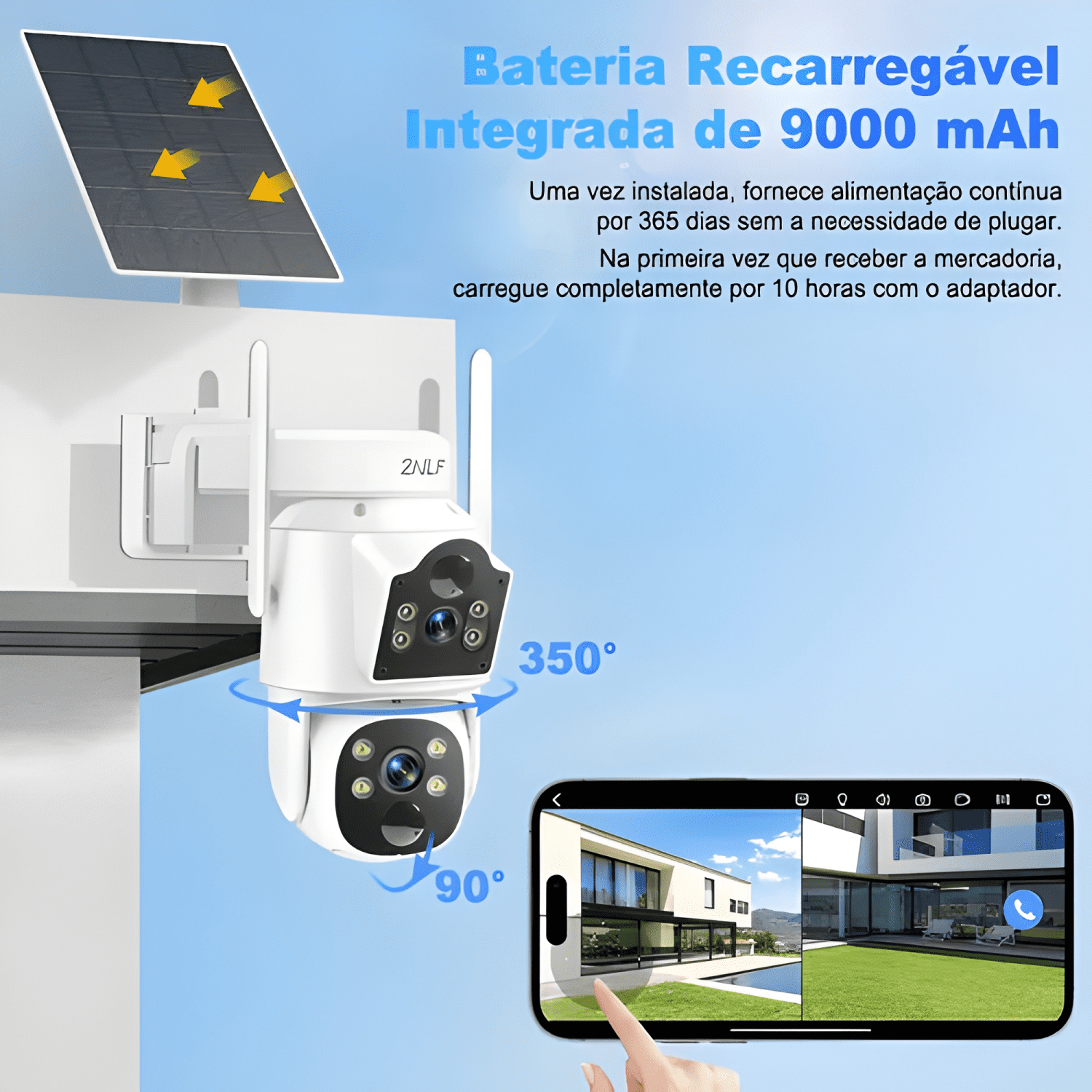 2nlf 10MP Solar Cámara de Seguridad Wifi Exterior Doble 360-2