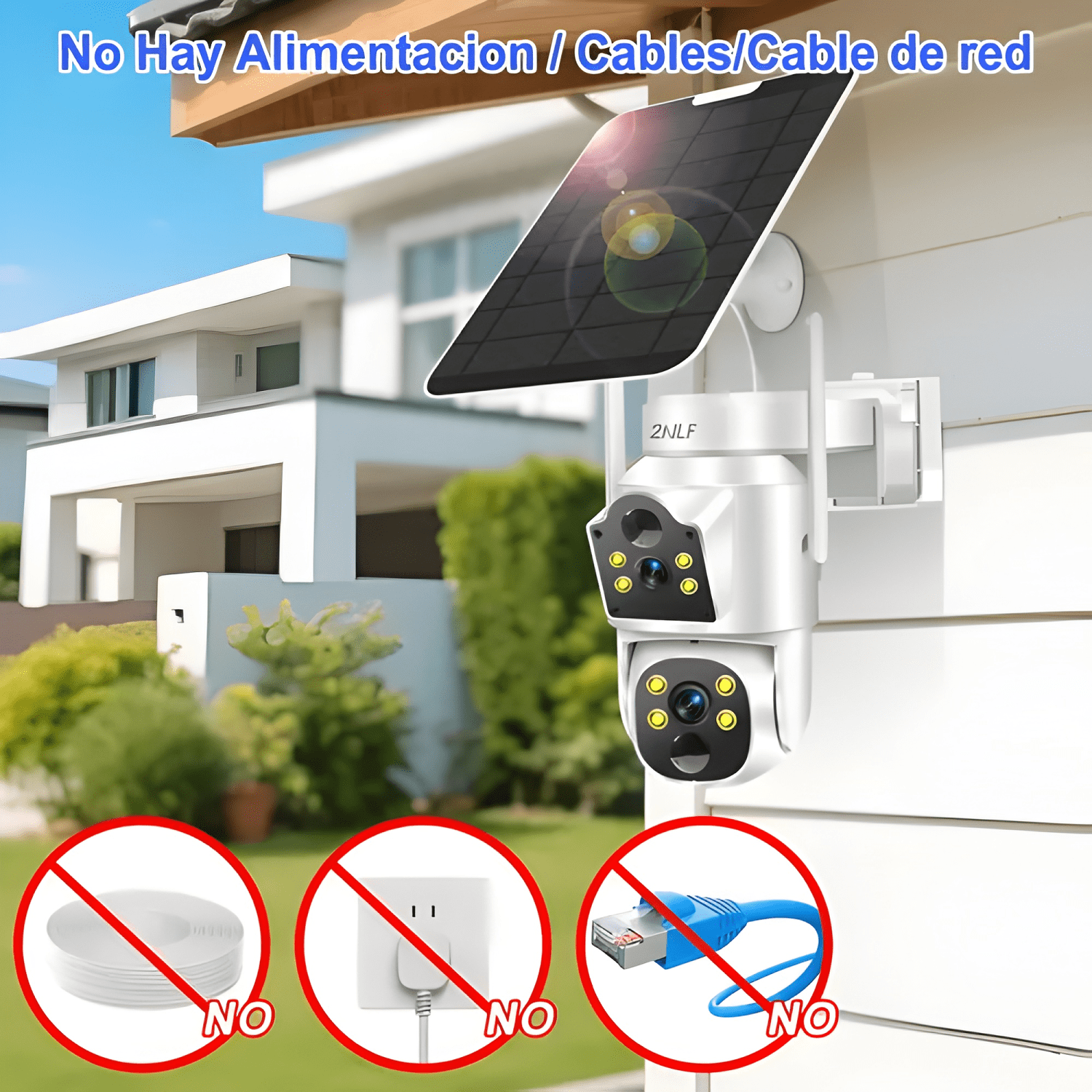 2nlf 10MP Solar Cámara de Seguridad Wifi Exterior Doble 360-4