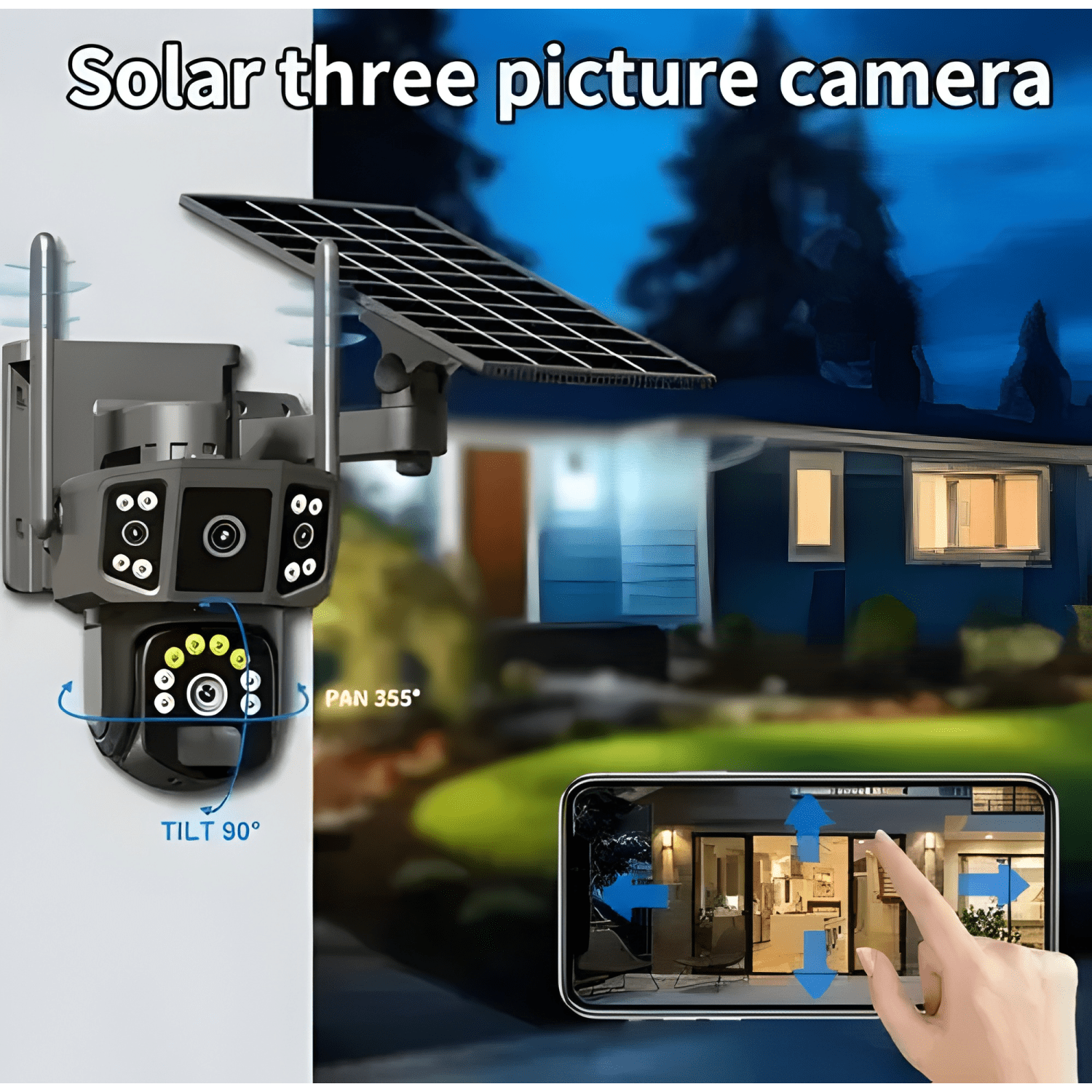 Cámara Seguridad Solar Wifi Inalambrica Lente Dual4k Negro-3