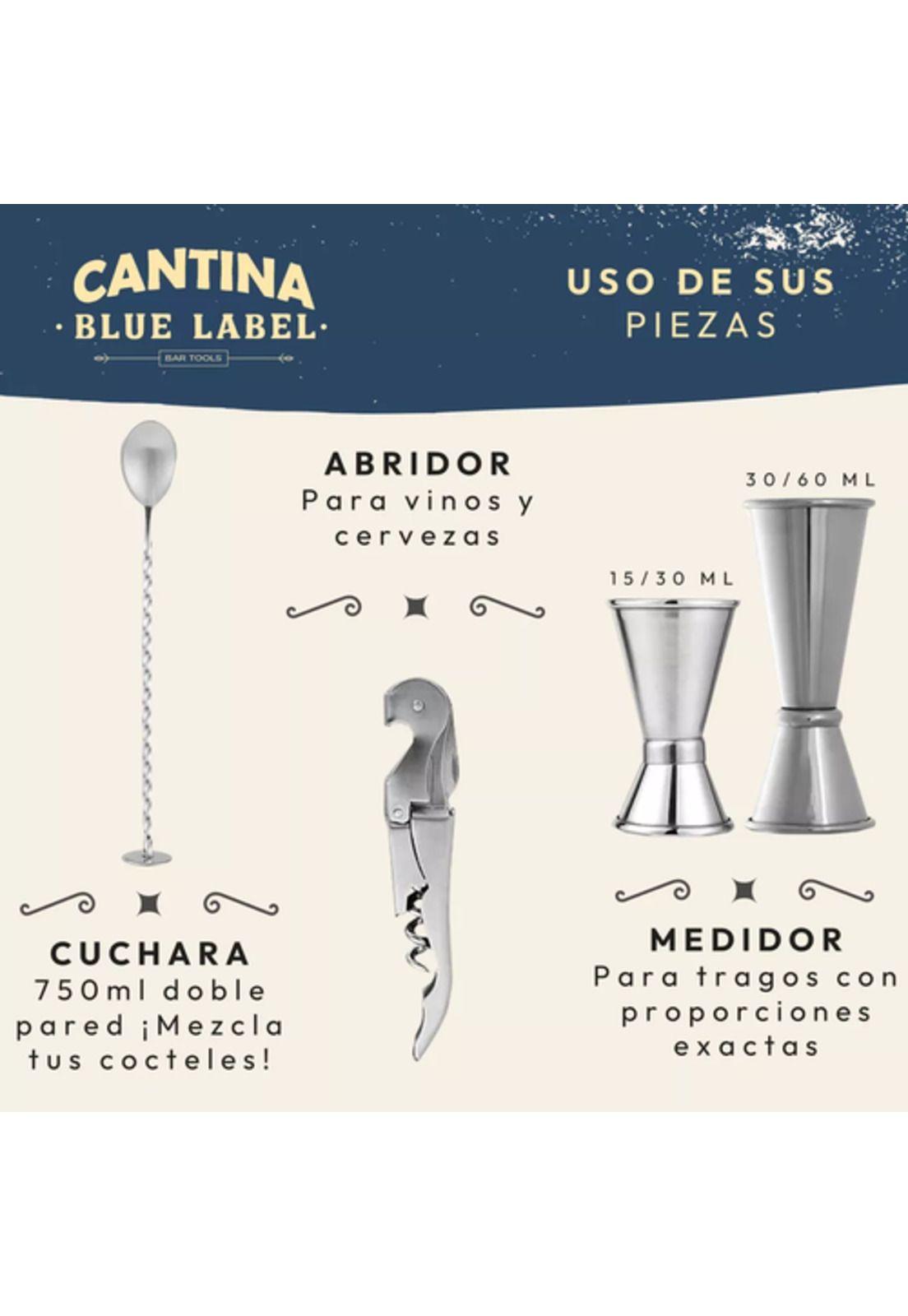 Juego de Coctelera y Utensilios Bar Inoxidable 12 Piezas Bambú Natural-2