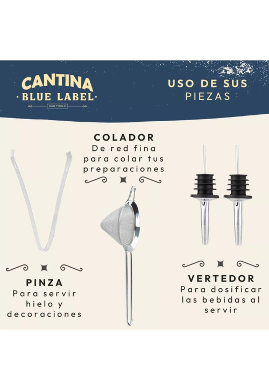 Juego de Coctelera y Utensilios Bar Inoxidable 12 Piezas Bambú Natural-3