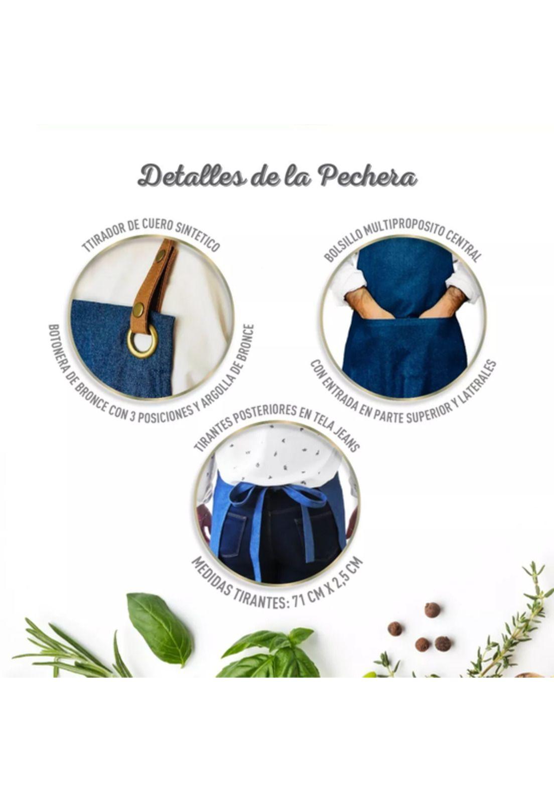 Pechera Jeans Mezclilla Unisex con Asa de Cuero Sintético Ajustable Azul/Jeans-2