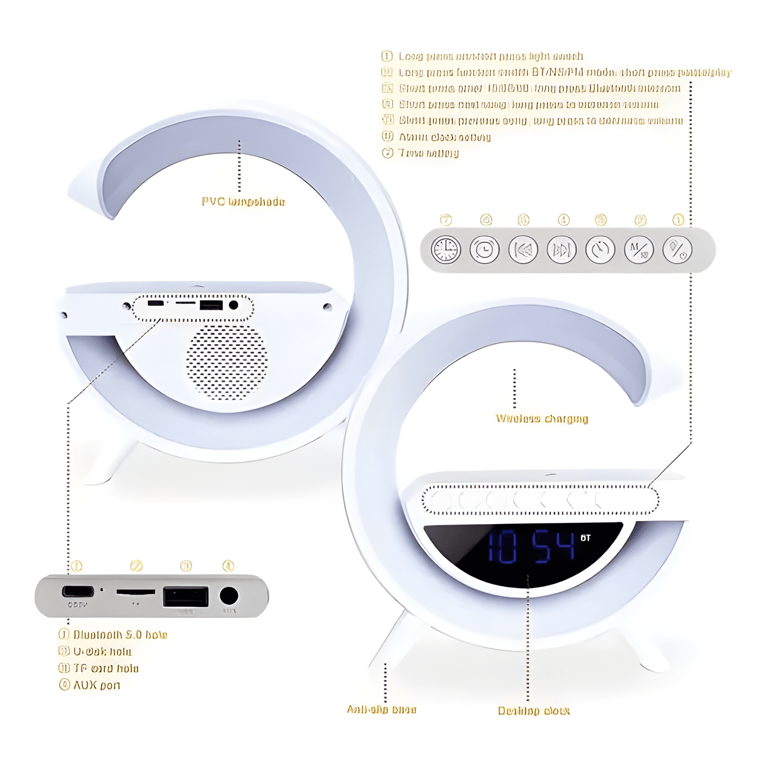 Lampara reloj parlante inteligente bluetooth cargador r #2-3