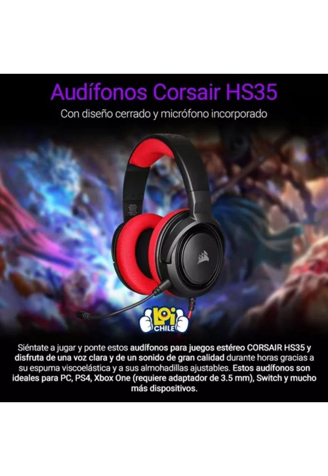 Auriculares gamer Corsair HS35 stereo carbon rojo-4