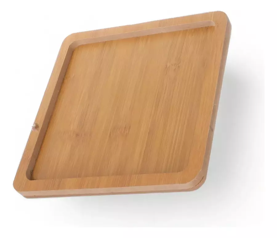 Tabla De Mdf Trupan Para Aperitivos, Pack De 4 Cuadrada, Con Canaleta.-0
