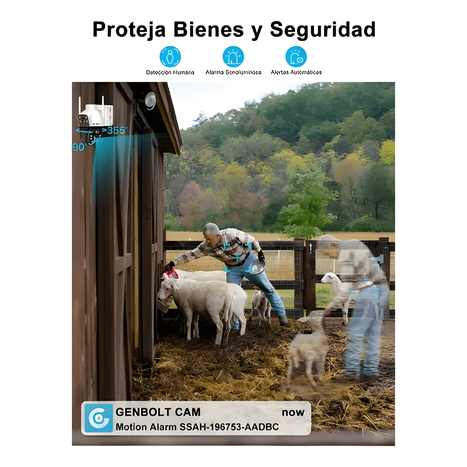 Genbolt® 3g/4g Lte Solar Cámara de Vigilancia Exterior 360-3