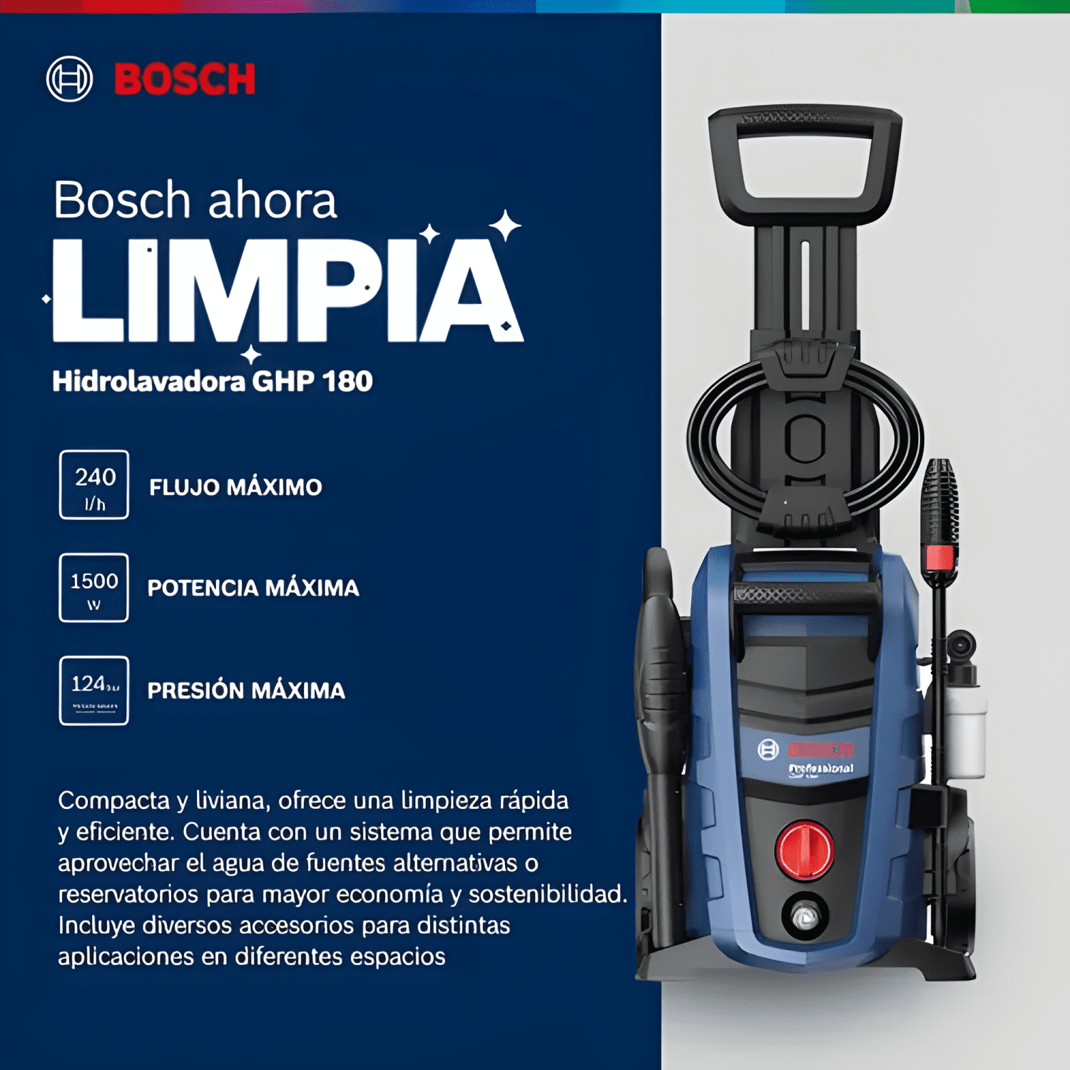 Hidrolavadora Eléctrica Bosch Ghp180 1500 W + Shampoo 500 Ml-4