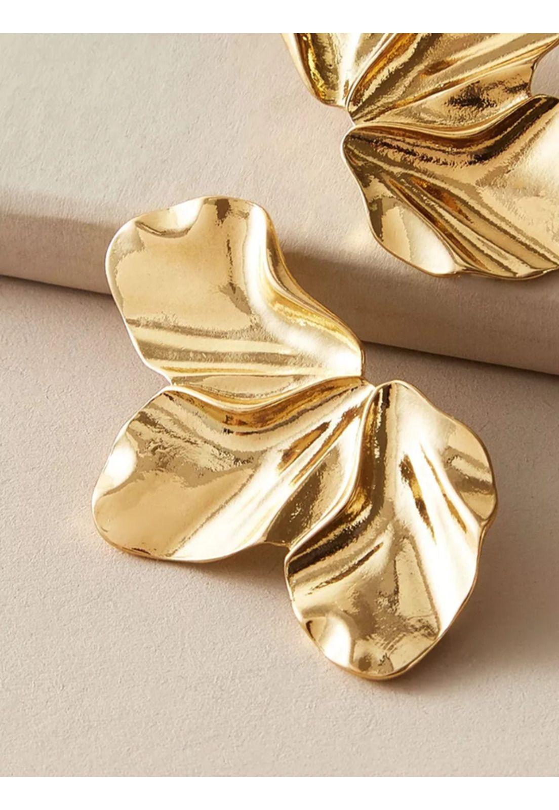Aros de flor zarcillos aretes de acero inoxidable mujer, color oro-2