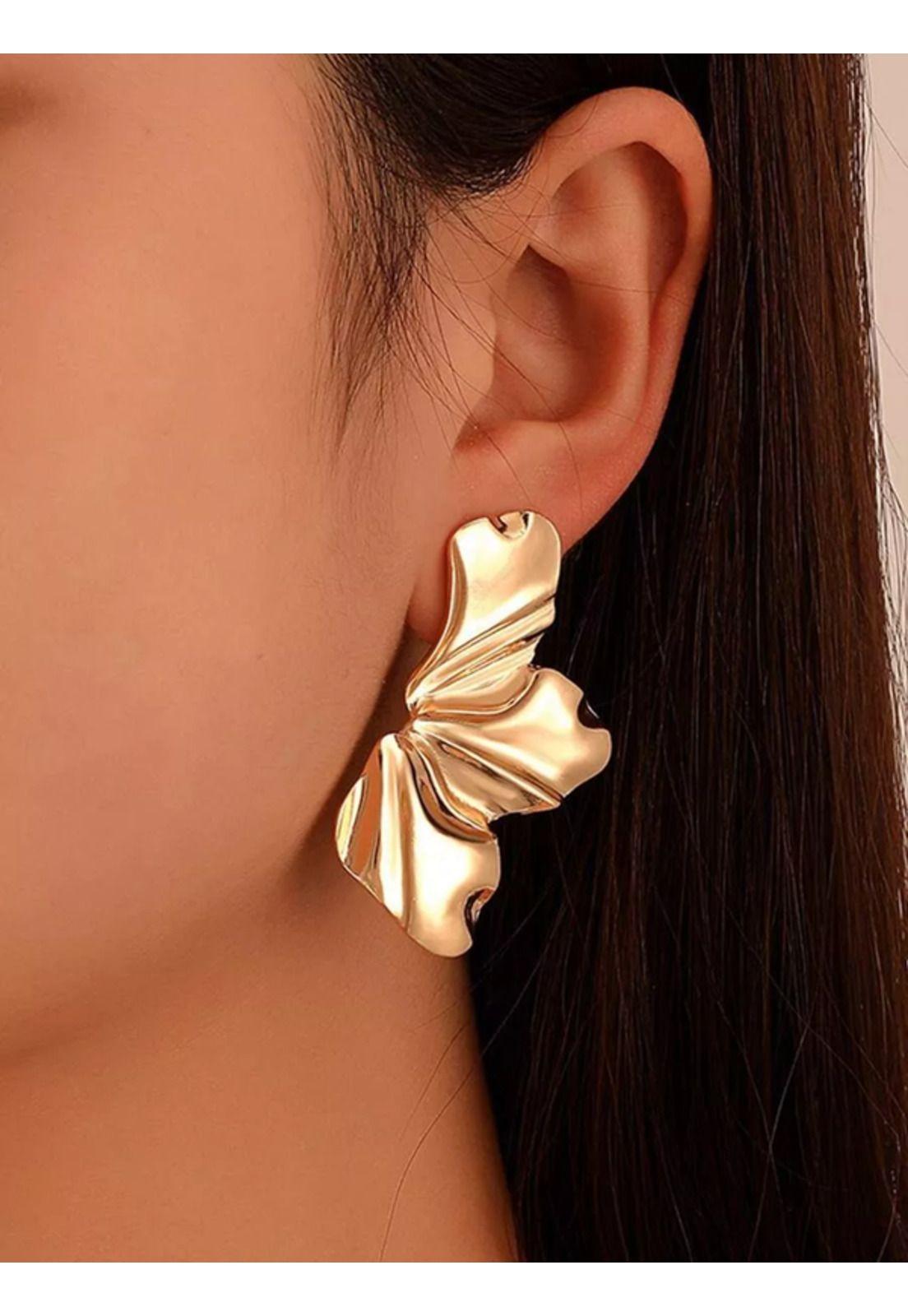 Aros de flor zarcillos aretes de acero inoxidable mujer, color oro-3
