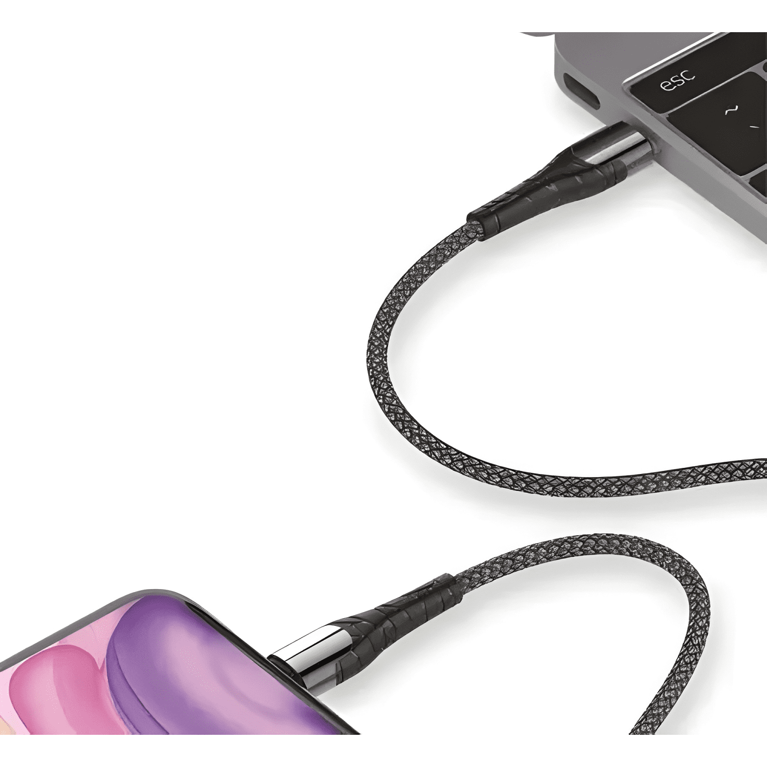 Cable USB-C a lightning iphone carga rápida 2m 30w Gris #2-3