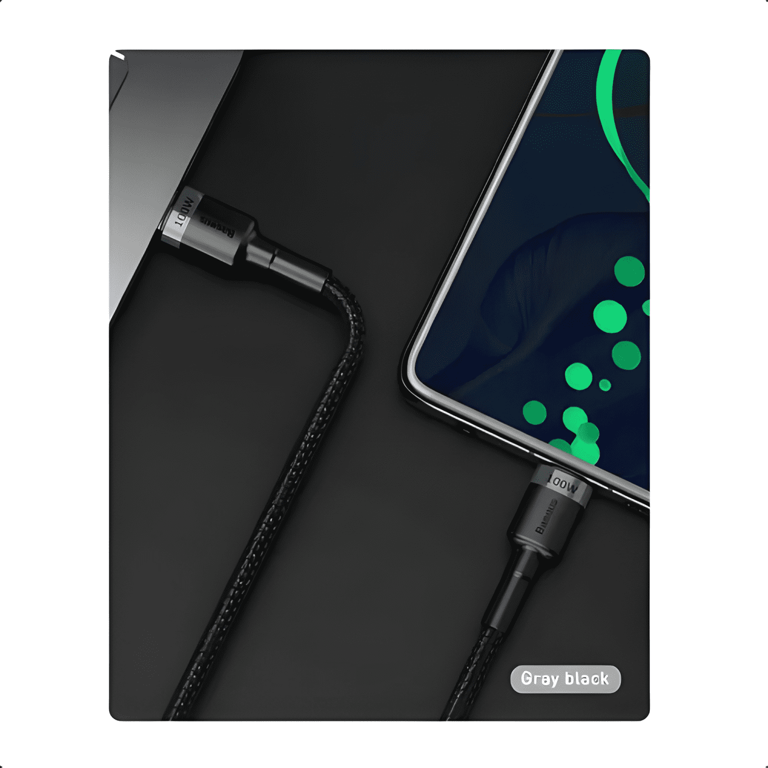 Cable USB c a tipo-c 100w carga rápida 1m reforzado Negro-4