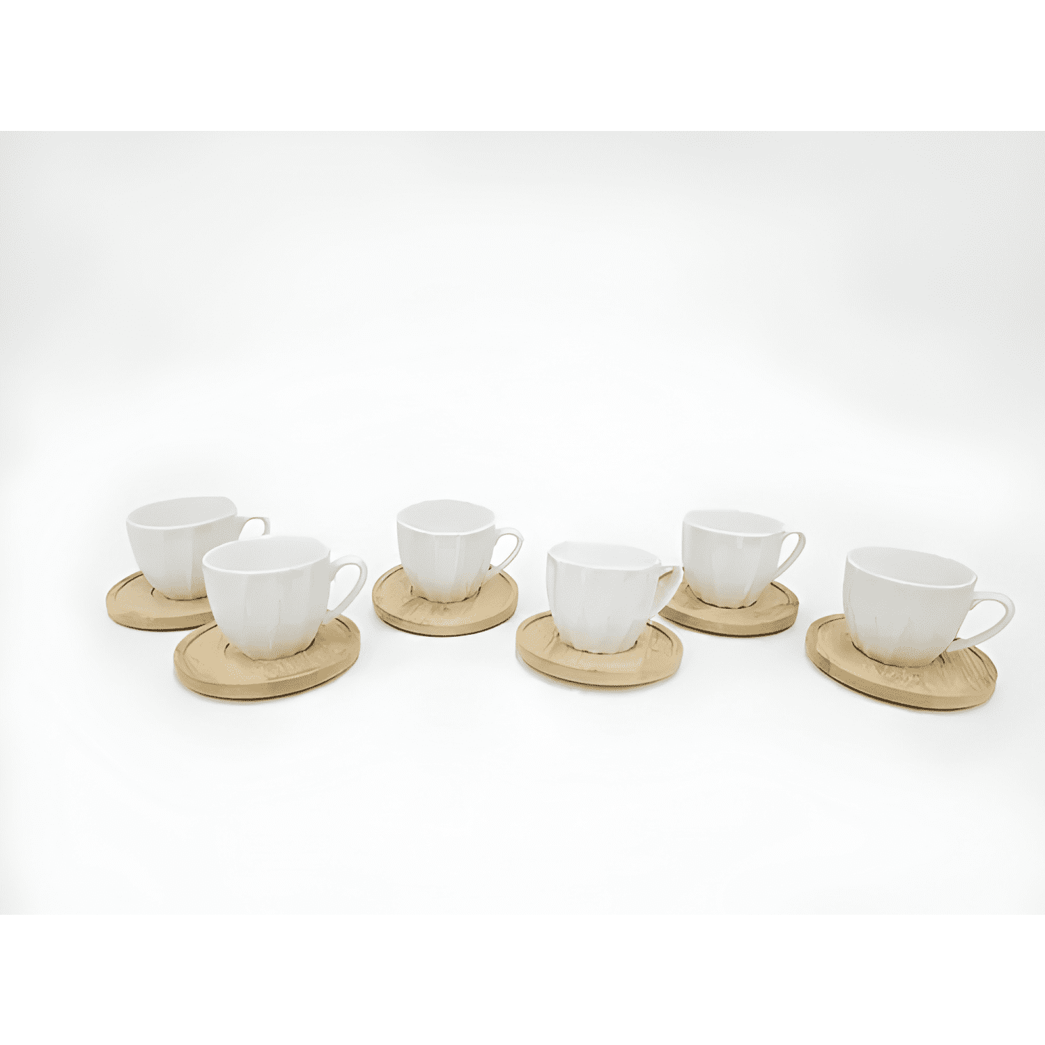 Set de taza para cafe cerámica y platos de madera bambu100ml-2