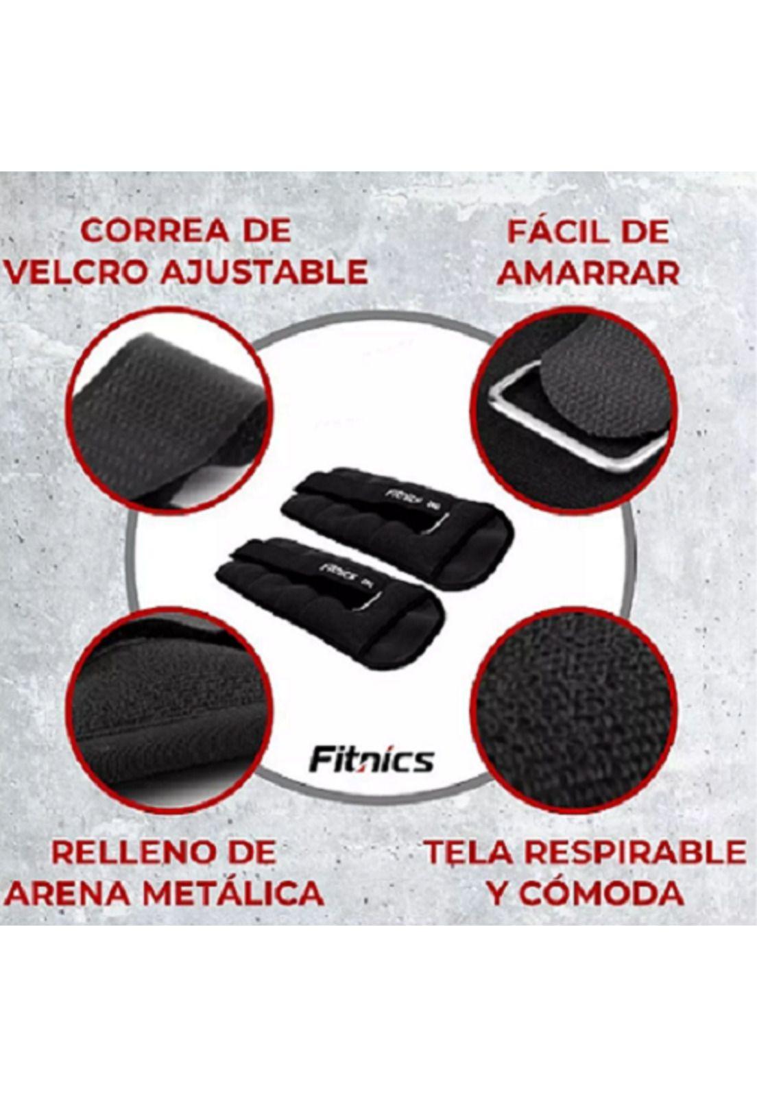 Set de 2 Pesas de Tobillo Muñeca Tobillera 2kg cada una Total 4kg Negro-2