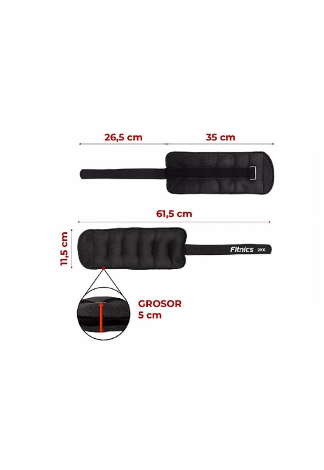 Set de 2 Pesas de Tobillo Muñeca Tobillera 2kg cada una Total 4kg Negro-3